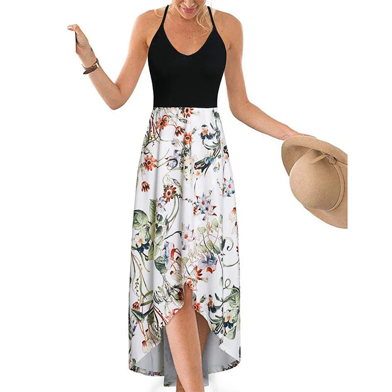 Casual Printed Summer Long Dresses For Women 2023 Elegant Pretty Slim Women's Sexy Backless Dresses Vintage Female Clothing - Seprincess