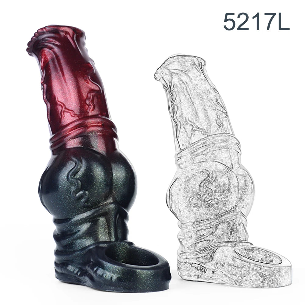 FAAK Large Silicone Fantasy Knot Penis Sleeve  Cock Enlargement Sex Toys For Men Delay Ejaculation Size M L