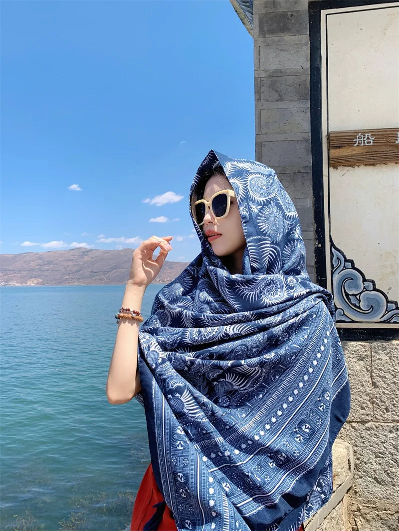 2018 New 90x180cm Twill cotton Pareo Beach Cover-Ups Women Large Beach Dress Bikini Bathing Swimwear Cover Up Sarong Wrap Scarf