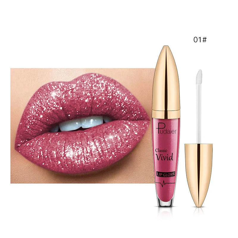 Diamond Lip Gloss Shimmer Pearlescent Waterproof Long Lasting Non-stick Cup Matte Glitter Liquid Lipstick Lip Glaze Lips Make Up