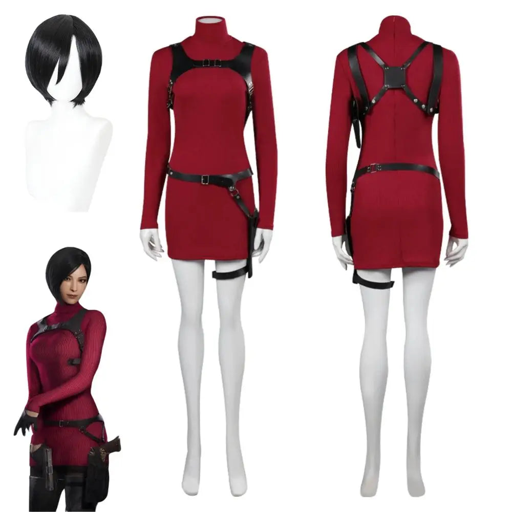 Female Resident 4 Ada Wong Cosplay Costume Dress Belt Outfits Fantasia Halloween Carnival Disguise Suit For Adult Women Girls - Seprincess