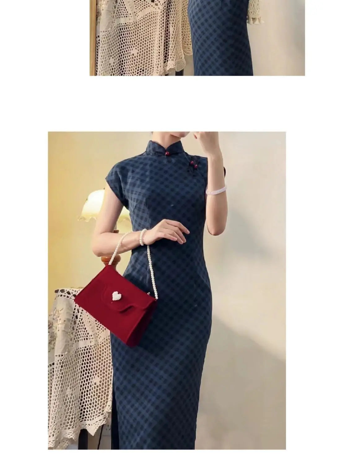 Qipao Mujer Vestido 2023 New Chinese Waist Slim China Style Dress Elegant Navy Blue Improved Cheongsam Dress for Women - Seprincess