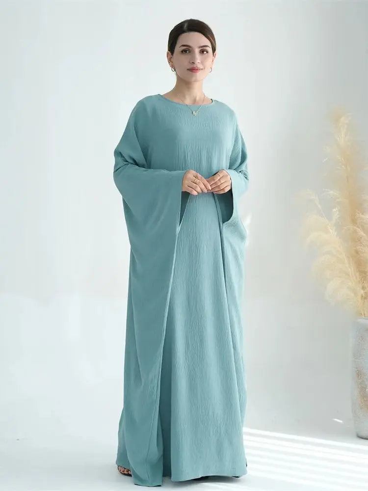 Ramadan Eid Crepe Batwing Butterfly Modest Abaya Dubai Luxury 2024 Muslim Jersey Hijabs Kaftan Dress For Women Kebaya Vestidos - Seprincess