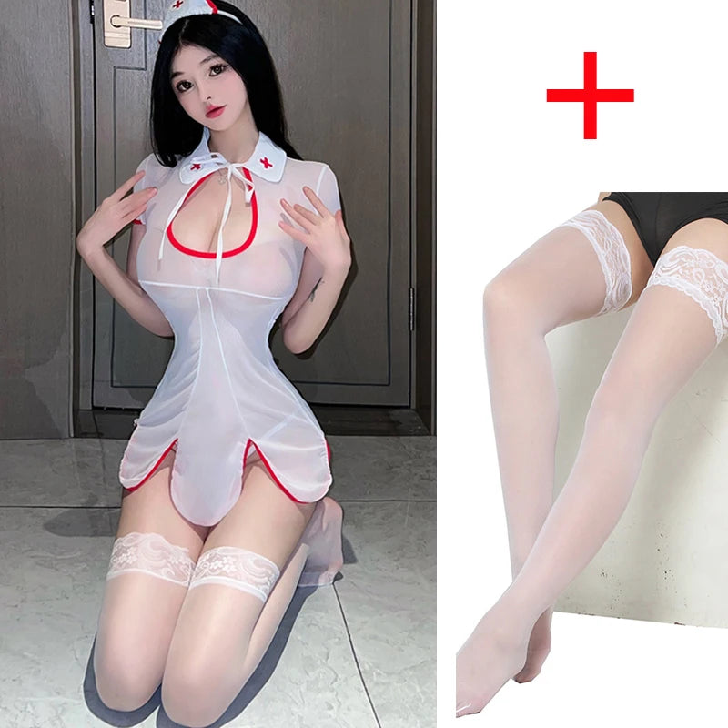 lingerie Deep V exposed nurse uniform tempting tight fitting fetish anal sexy womans costume genshin impact - Seprincess