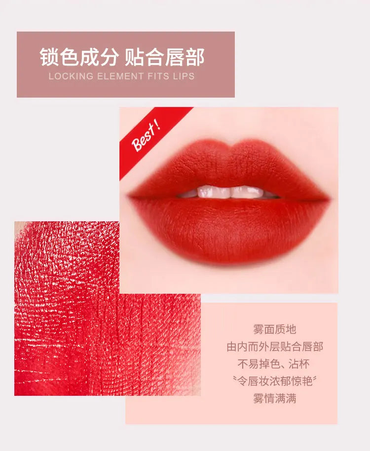 5 In 1 Colors Lipstick Matte Velvet Sexy Red Lip Tint Smooth Long Lasting Waterproof Easy to Wear Magic Lip Makeup for Women - Seprincess