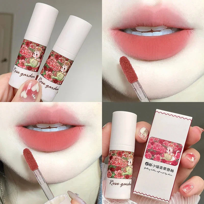 Rose Garden Matte Muse Lip Mud Liquid Lipstick Waterproof Nude Lip Gloss Long Lasting Non-stick Cup Sexy Women Lipgloss Cosmetic - Seprincess