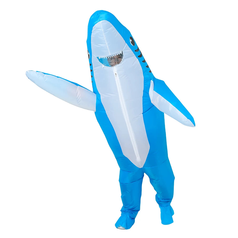 Unisex Funny Inflatable Shark Cosplay Costume Suit Adult Fancy Dress Performance Clothes Halloween Carnival Theme Party - Seprincess