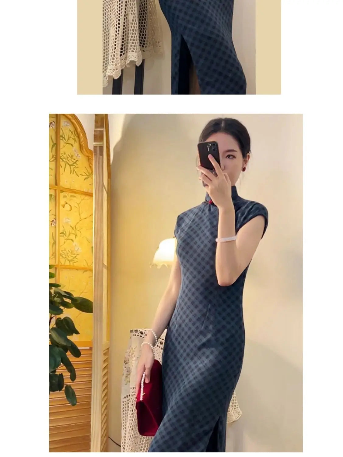 Qipao Mujer Vestido 2023 New Chinese Waist Slim China Style Dress Elegant Navy Blue Improved Cheongsam Dress for Women - Seprincess