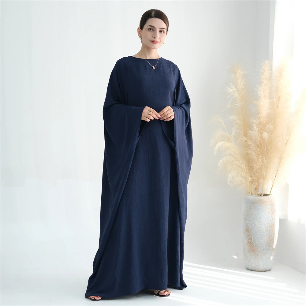 Ramadan Eid Crepe Batwing Butterfly Modest Abaya Dubai Luxury 2024 Muslim Jersey Hijabs Kaftan Dress For Women Kebaya Vestidos