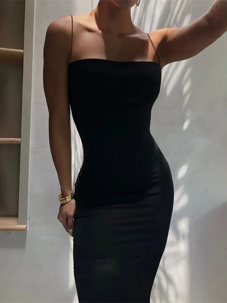 Hawthaw Women Sexy Party Club Evening Streetwear Bodycon Black Long Dress 2024 Summer Clothes Wholesale Items For Business D1758 - Seprincess