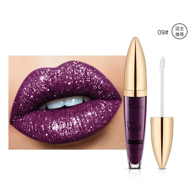 18 Colors Glitter Lip Gloss Waterproof Long Lasting Diamond Matte To Shimmer Metallic Liquid Lipstick Women Lips Makeup Cosmetic