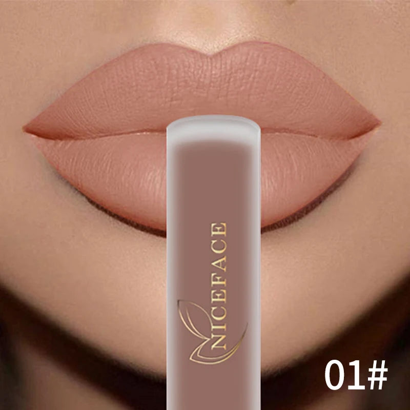 NICEFACE Hot Color Lip Gloss Waterproof Matt Lipgloss Lasting Nude Liquid Lipstick Cosmetic Sexy Women Lip Tint Makeup Lip Stain - Seprincess