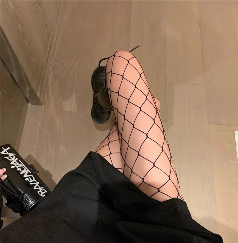 Women's Sexy Fishnet Stockings Fish Net Pantyhose Mesh Nylon Tights Lingerie Skin Thigh Long High Stocking Fishnet Hosiery