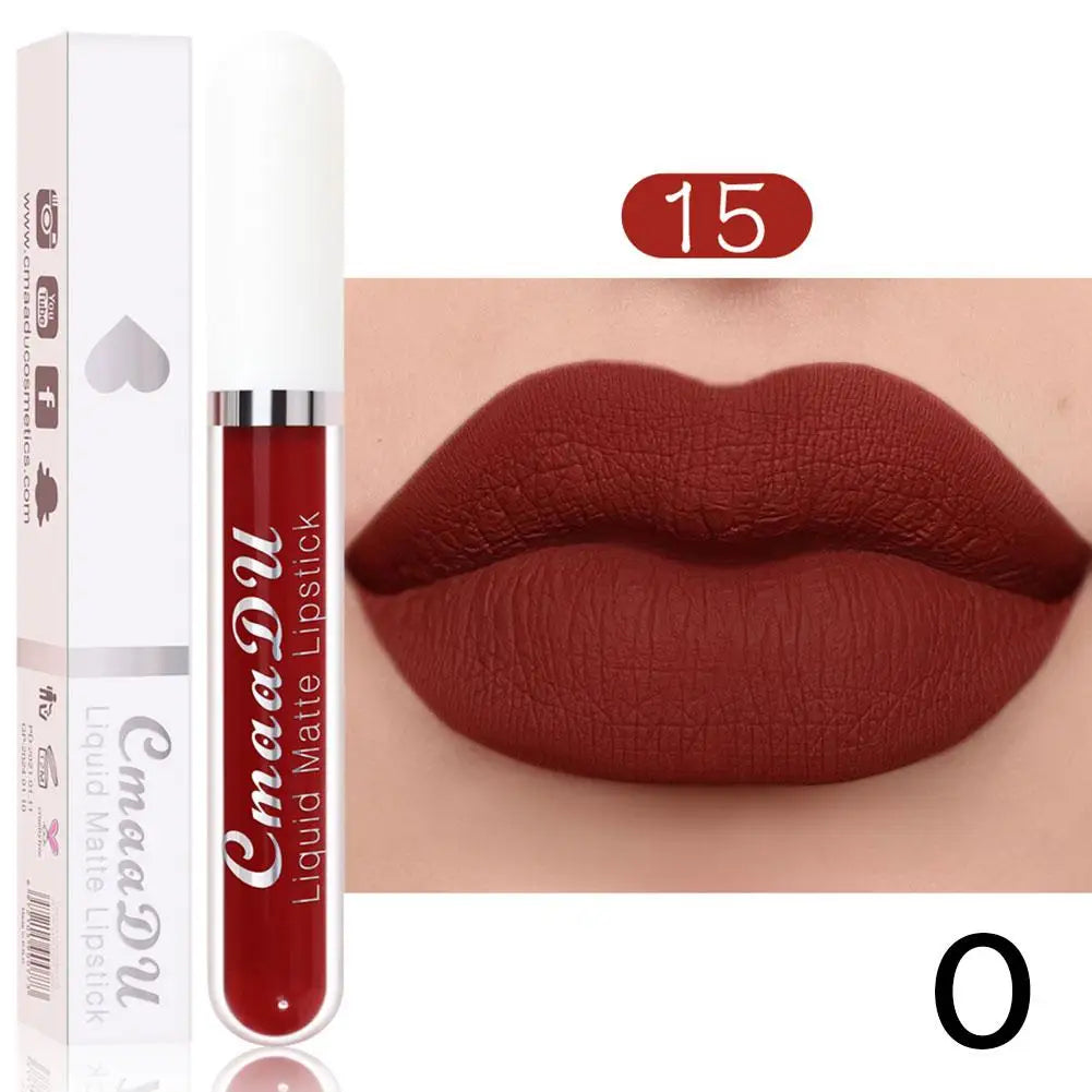 18 Color Waterproof Liquid Matte Lipstick Long Lasting Sexy Red Moisturizing Lip Gloss Velvet Non-Stick Lip Tint Makeup Cosmetic - Seprincess