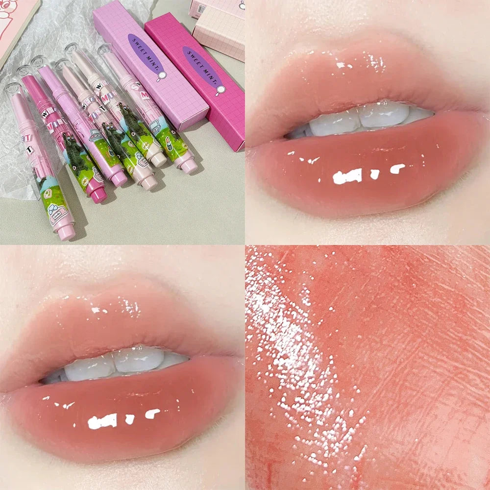 Moisturizing Jelly Mirror Lipstick Waterproof Lasting Clear Heart-shaped Solid Lip Gloss Pen Non-stick Cup Lips Tint Makeup - Seprincess