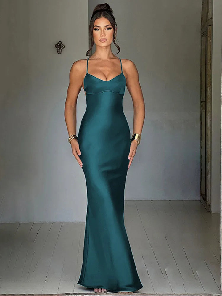 Avrilyaan Satin Backless Slim Sexy Dress Women 2024 Bodycon Long Summer Dress Mermaid Elegant NightClub Party Dresses Vestidos - Seprincess