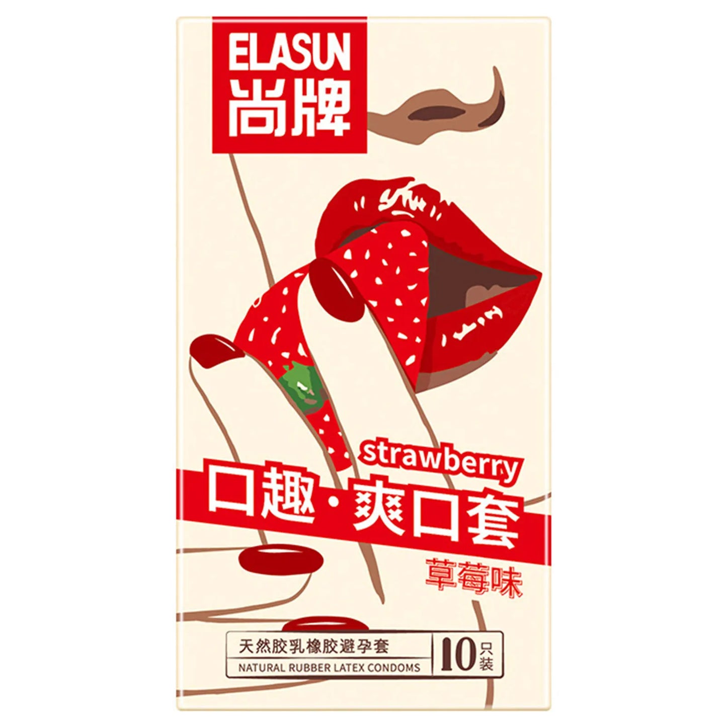 10pcs Oral Sex Condoms Elasun Fruit Strawberry Flavored for Oral Sexy Erotic Passionate Cock Penis Sleeve Sex Products for Men - Seprincess