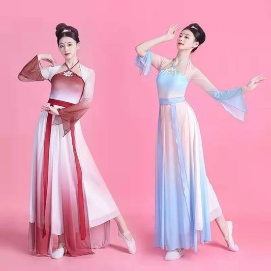 Chinese Classical Dance Costume Wanjiang Chinese Ancient Dance Practice Flowing Charm Hanfu Dance Performance Costume Women - Seprincess