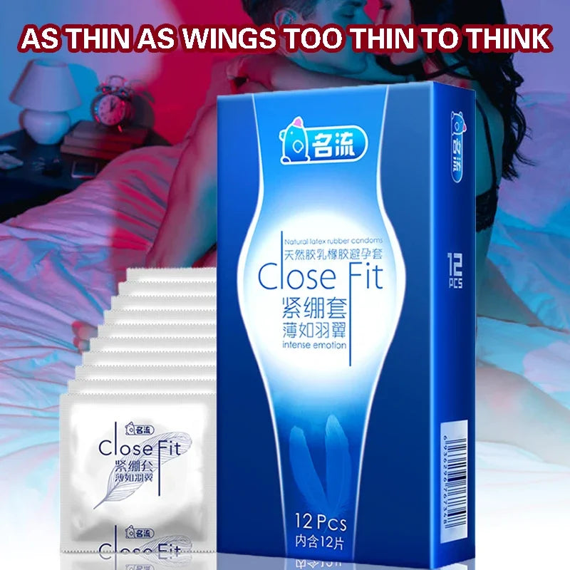 12pcs Super Thin Condoms for Men Delay Ejaculation 49mm Small Close Fit Ultra Thin Penis Sleeve Long Lasting Lubricated Condom - Seprincess