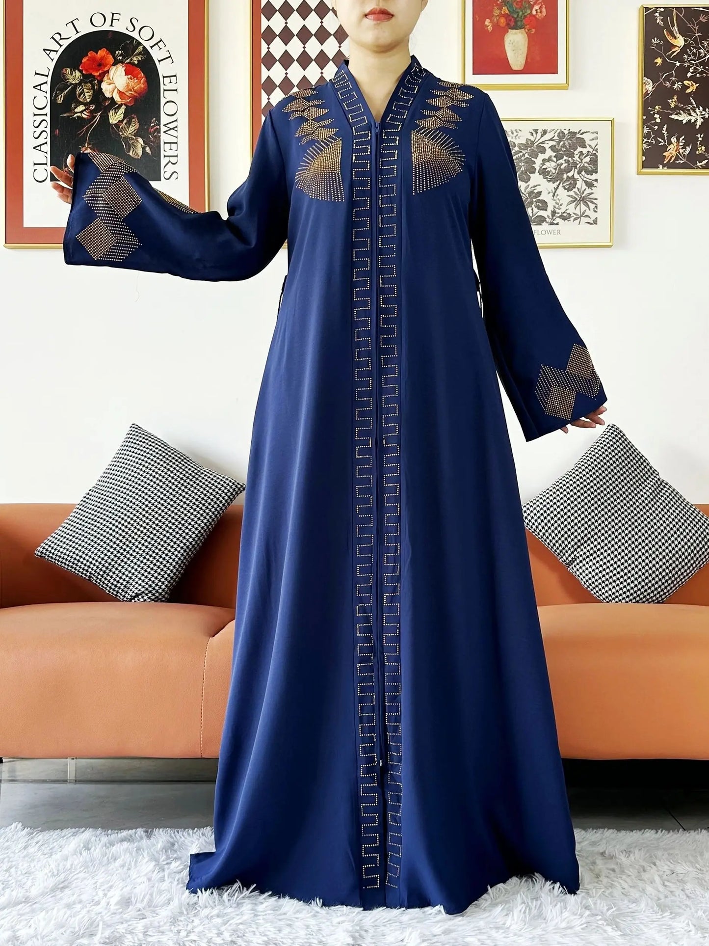 New Women Elegant Dress Chiffon Open Abaya with Zipper Muslim Women Dress Islamic Clothing Cardigan Abaya Women Muslim Dress - Seprincess