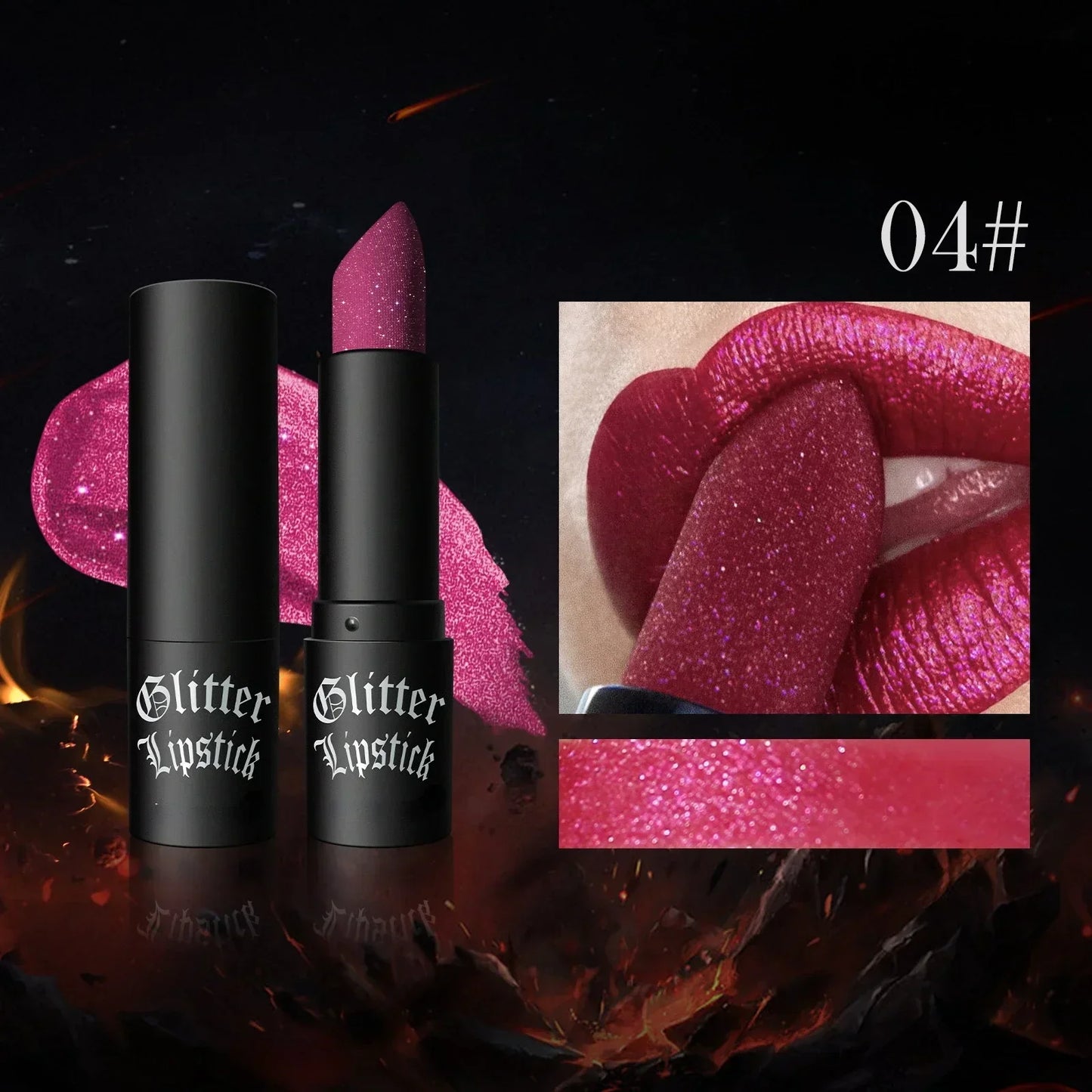 Glitter Lipstick Waterproof Long Lasting Moisturizing Matte Non-stick Cup Pearlescent Diamond Lip Tint Red Sexy Lips Makeup - Seprincess