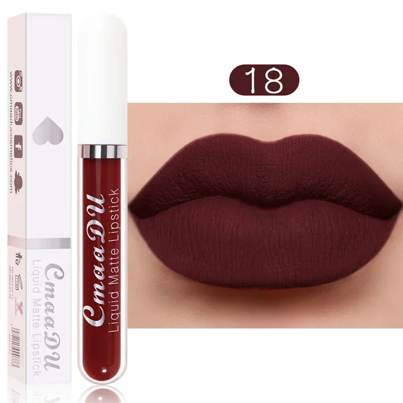 3Pcs/Set Waterproof Matte Nude Lip Gloss Brown Nude Pigment Dark Red Long Lasting Velvet Liquid Lipstick Women Makeup Lip Glaze