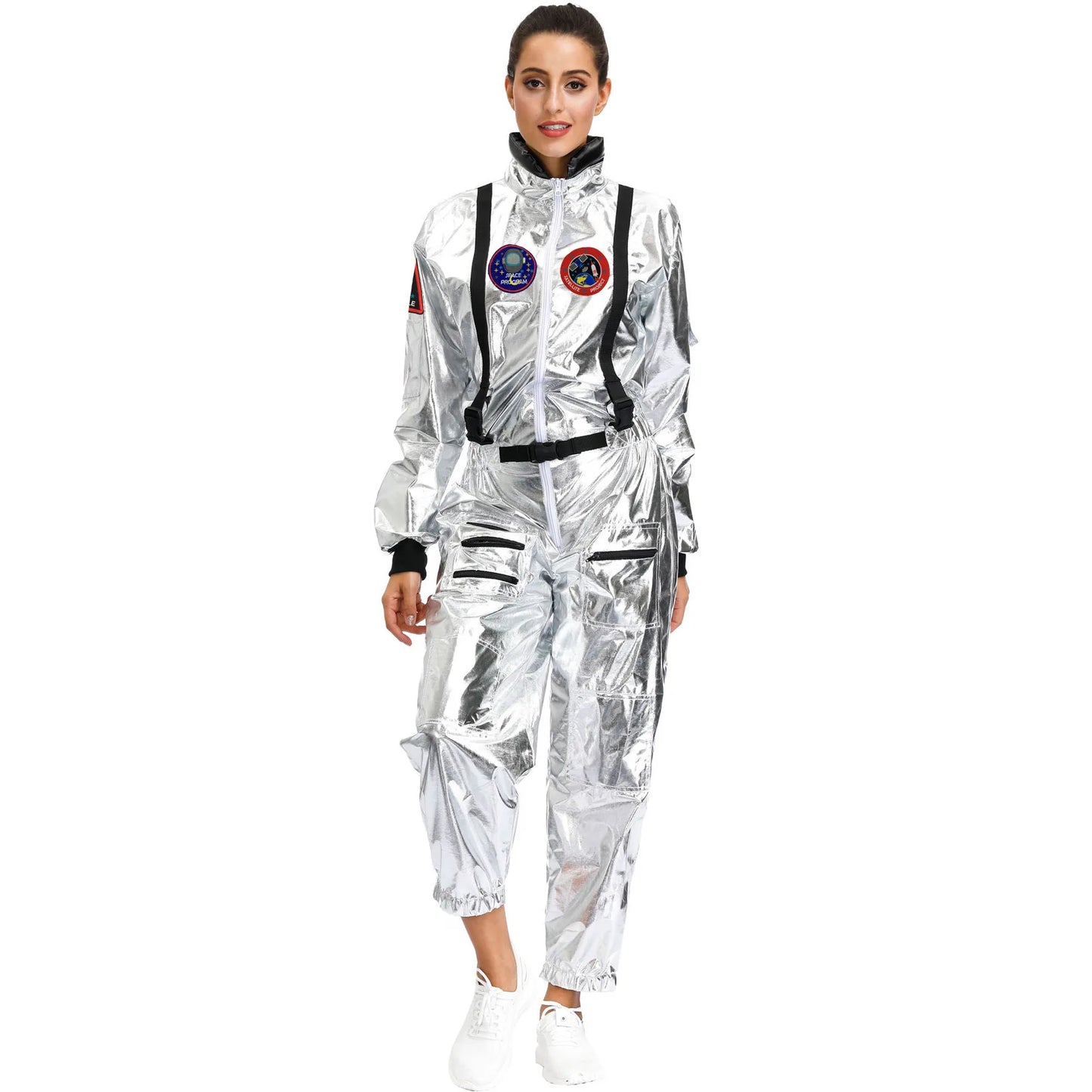 Halloween Christmas Silver Spaceman Men Women Space Suit Adult Children Astronaut Costume Family Party Dress Up Birthday Gift - Seprincess