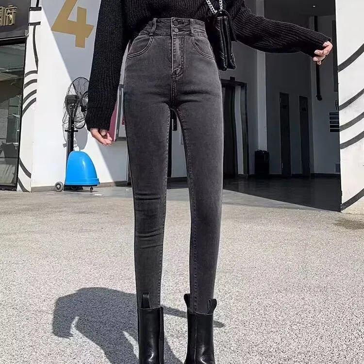 Black and Red Letter Embroidered Jeans Female Y2K Spring and Autumn New High Waist Loose Couple Casual Slim Wide Leg Mop Pants