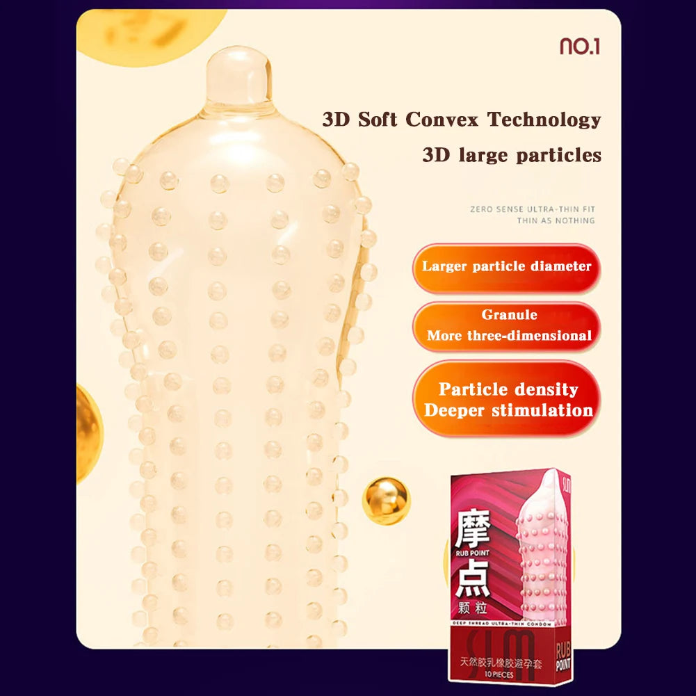 10PCS 3D Large Particles Condoms for Men Penis Sleeves Granular Stimulation Women G Spot Sex Toy Safe Contracepation Sex Product - Seprincess