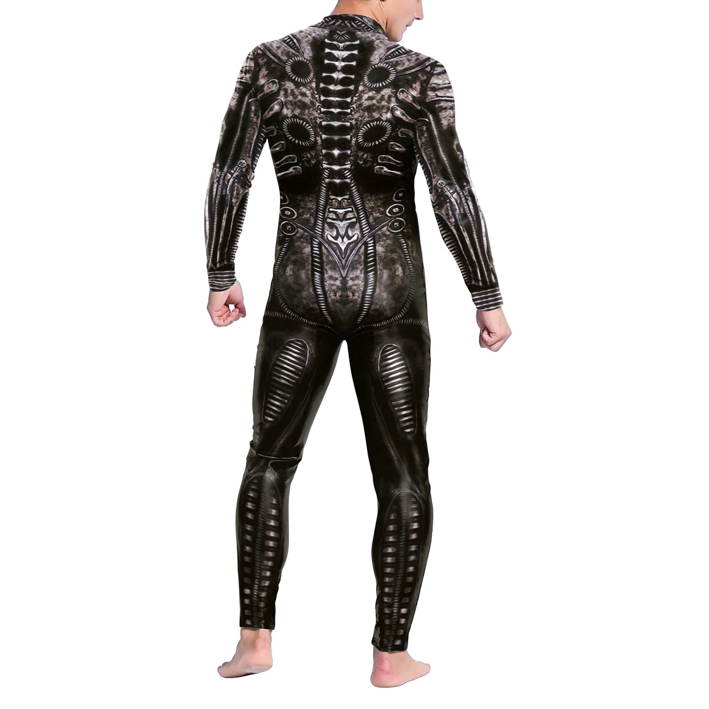 VIP FASHION Men Skeleton Costume Front Zipper Carnival Purim Zentai Suit Zombie Jumpsuit Funny Bodysuit Festival Party Clothes - Seprincess