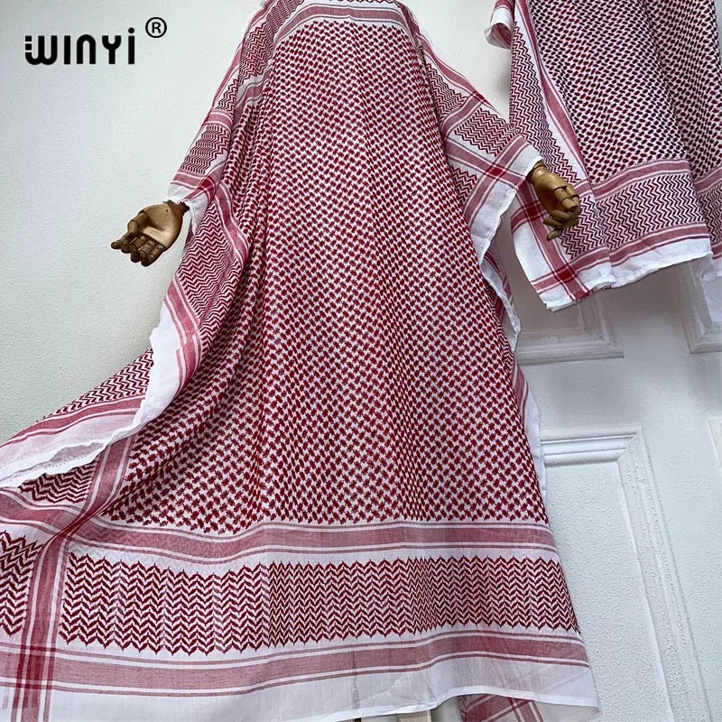 WINYI classic dresses with scarf 2 piece set Kaftan party dresses loose fashion Streetwear luxury abaya muslim woman dubai عبايا - Seprincess