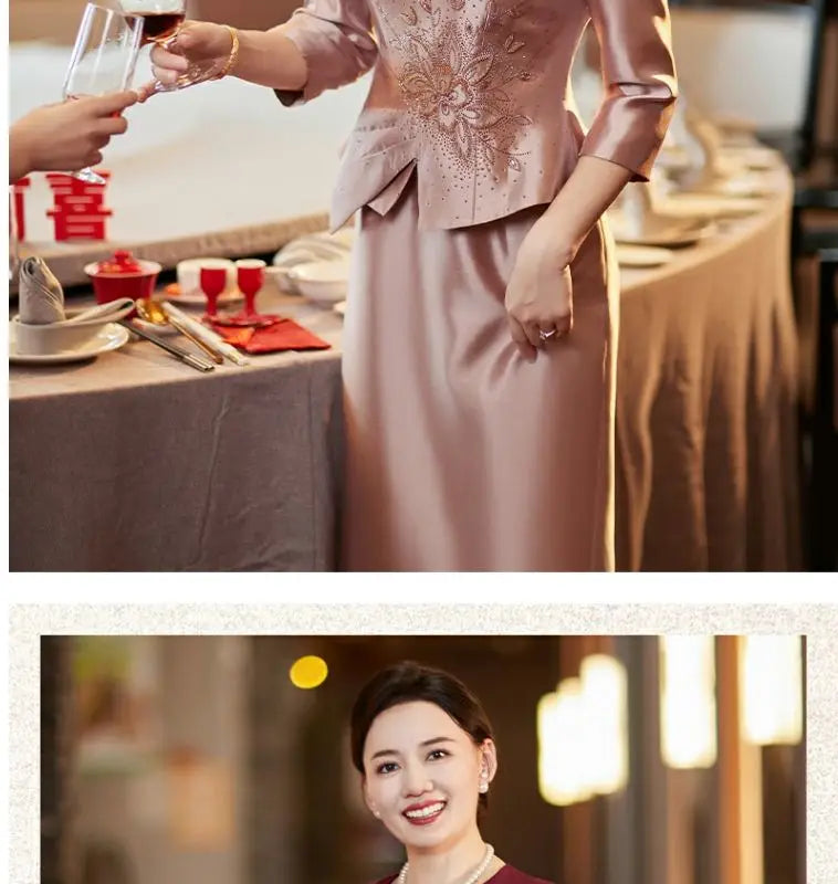 Yourqipao Chinese Traditional Wedding Guest Dresses Mother Of The Bride Cheongsam Evening Gowns Women Qipao Bridal Party Dresses - Seprincess