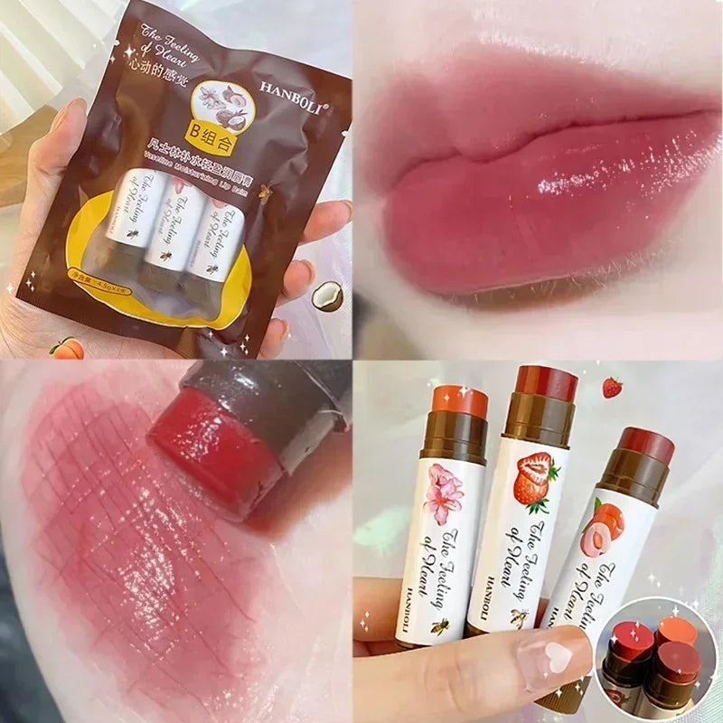 4 Colors Colored Lip Balm Cute Fruit Moisturizing Lip Tint Long Lasting Peach Red Lipstick Waterproof Women Lips Makeup Cosmetic - Seprincess