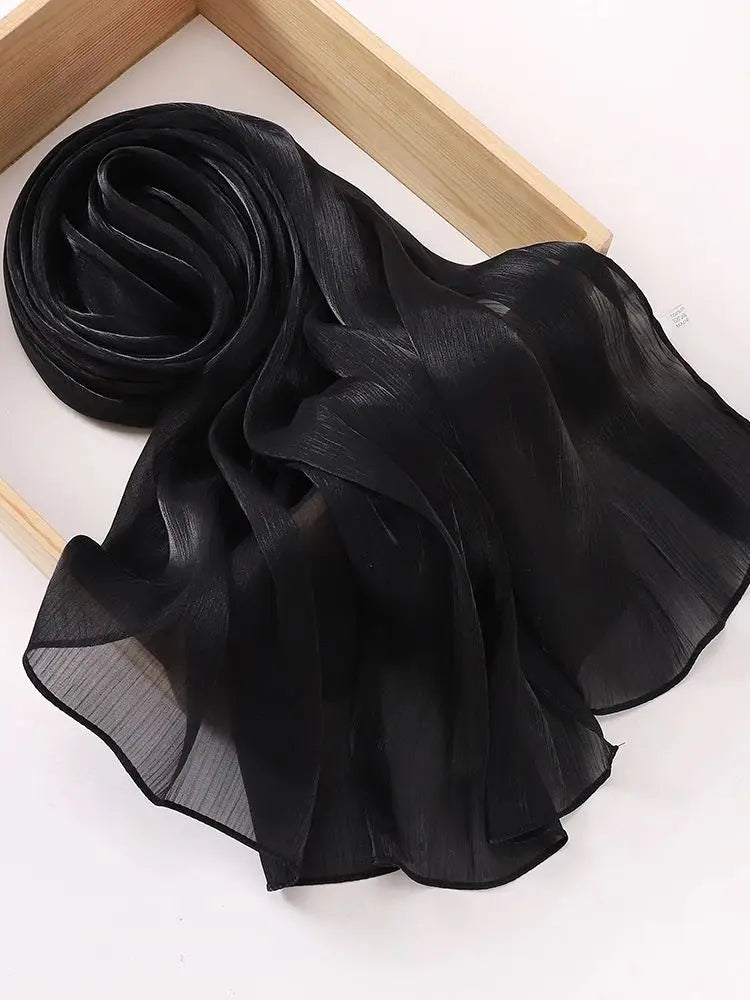 Eid Organza 70*175 cm Maxi Satin Khimar Abaya Dubai Arabic Islam Muslim Scarf Women Shimmer Hijab Turban Hijabs Musulmans Femme - Seprincess