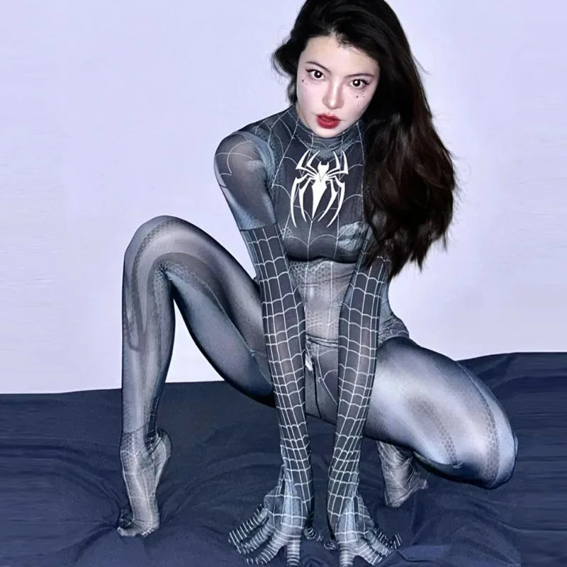 Movie Marvel Spiderman Cosplay Costume Women Superhero Spider Venom Cos Jumpsuits Sexy Bodsuit Halloween Carnival Party Outfits - Seprincess