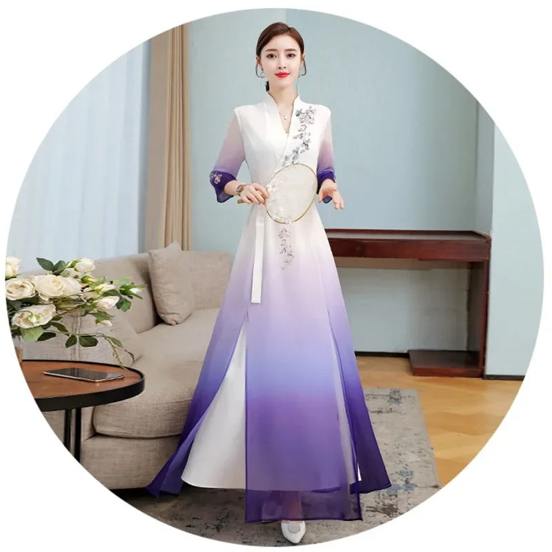 Vietnam Traditional Dress Chinese Style Aodai Cheongsam Qipao China Oriental Dress Vietnam Clothing Long Ao Dai Dress 10049 - Seprincess