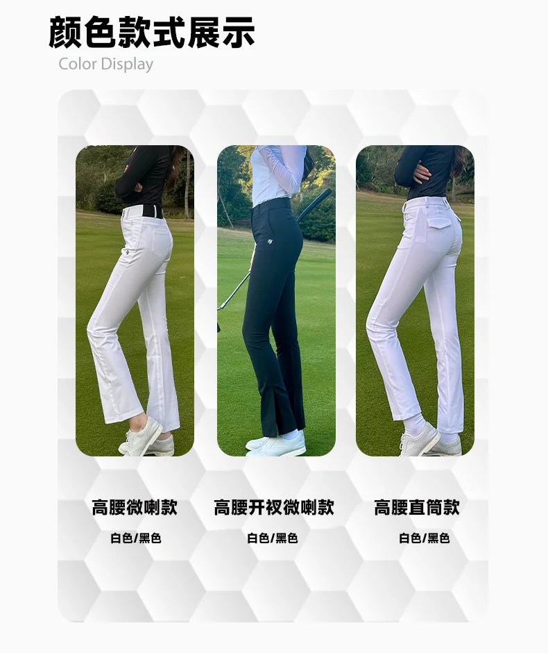 2024 SG New Golf Pants Women's Spring and Summer High Waist Thin Flared Trousers Sports Split Slim Quick-drying Straight Pants