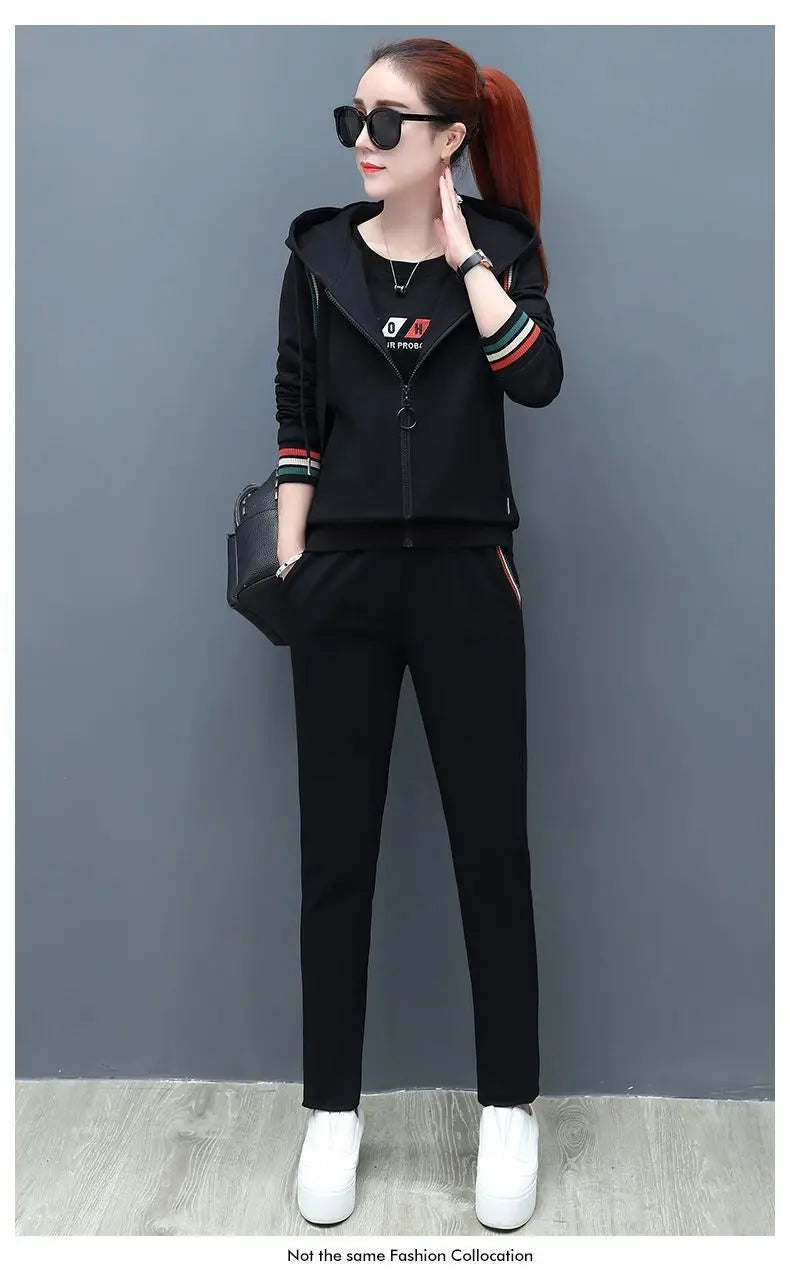 Fashion Women's Suit 2024 New Korean Version Spring and Autumn Long Sleeve Top Casual Sportswear Elegant Women's Three Suits - Seprincess