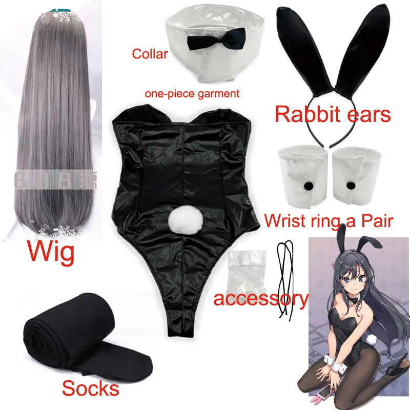 Sakurajima Mai Bunny Girl Cosplay Costume Halloween Adult Woman Senior Sister Cosplay Wig Clothes Size M/XL - Seprincess