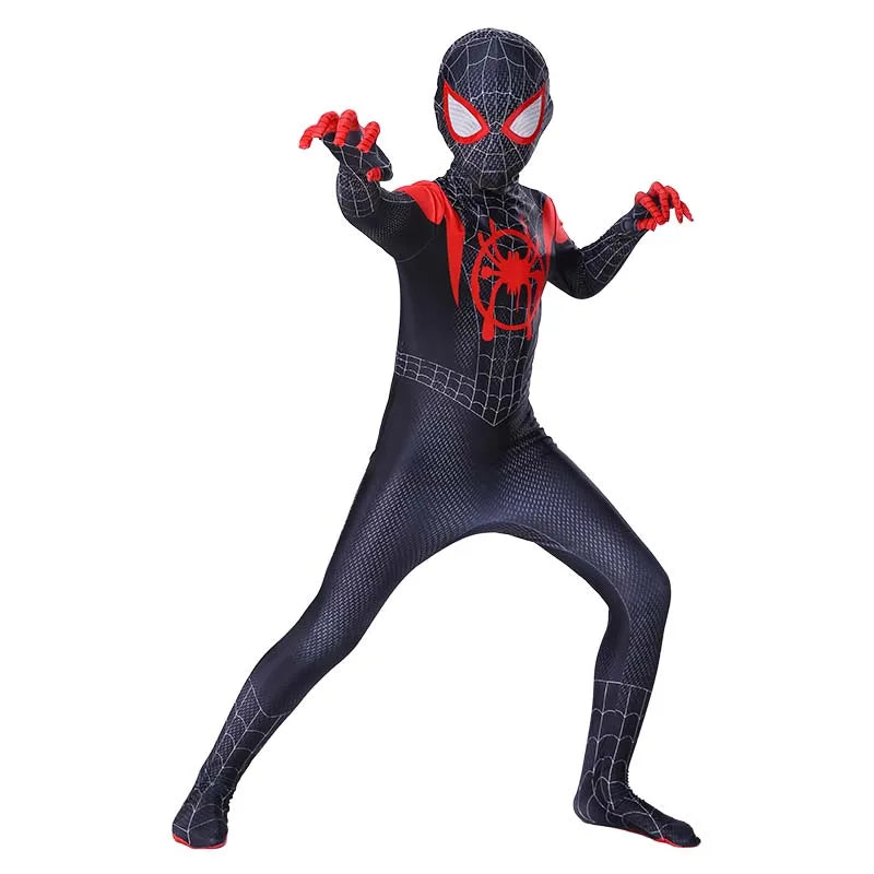 Kids Spider-Man Cosplay Fantasy Costumes Jumpsuit Superhero Miles Morales Movie Role Play Boys Girls Halloween Carnival Bodysuit - Seprincess