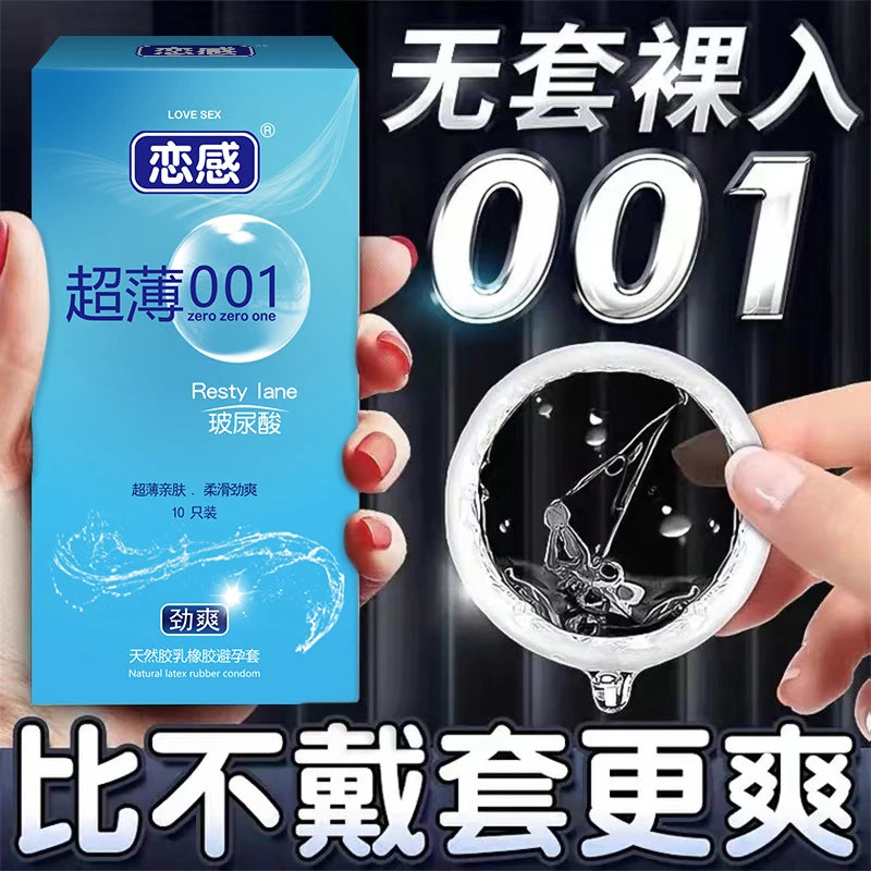 Ultra Thin Condoms Long-lasting For Men Sex Ejaculation Delay Latex Condom Hyaluronic Acid 0.01 Penis Sleeve For Adults Sex Love - Seprincess