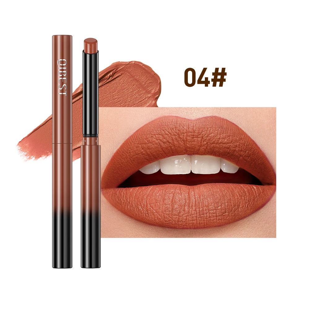 QIBEST New Velvet Matte Lipstick Long Lasting Waterproof Lipstick Non-Stick Cup Lip Stain Tint Cosmetics Lip Pencil Liner Makeup - Seprincess