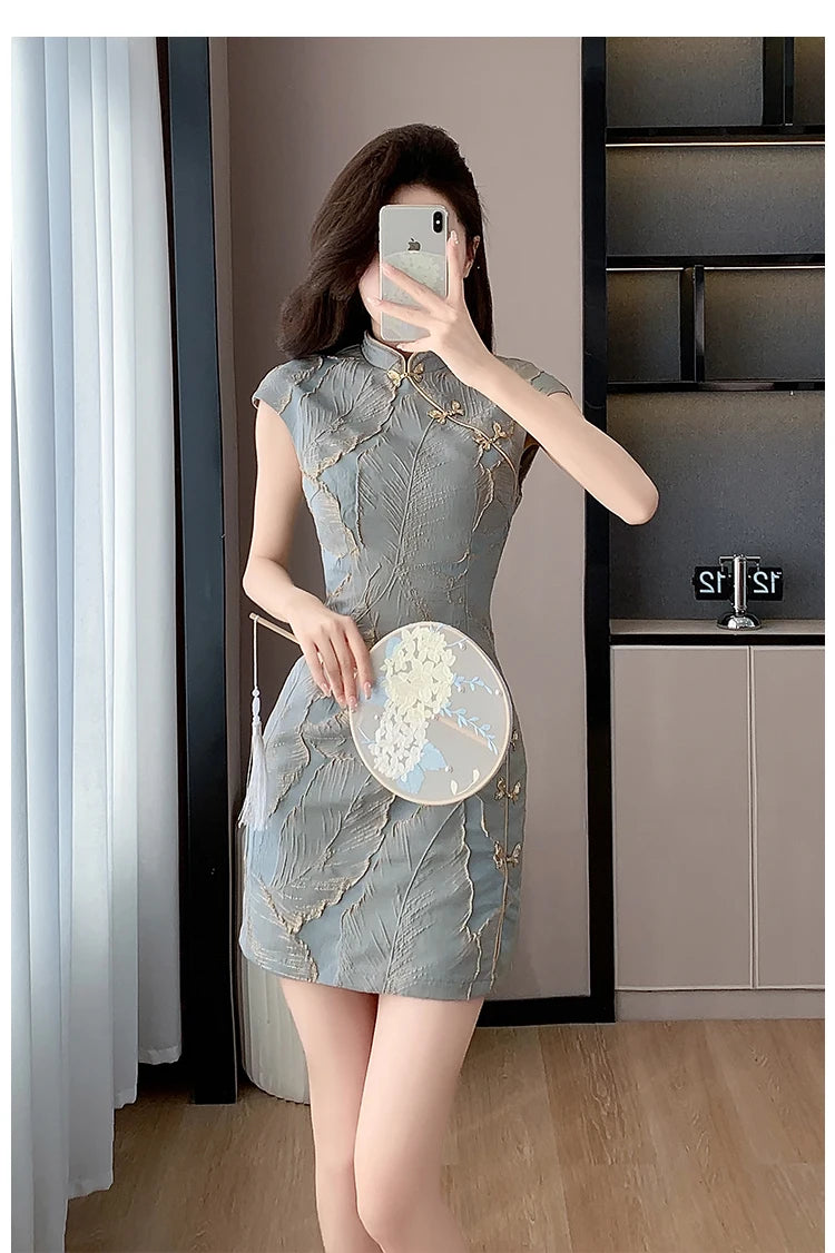 Chinese Style Short Qipao Dress Summer High-End Split Modern Improved Fashion Cheongsam - Seprincess