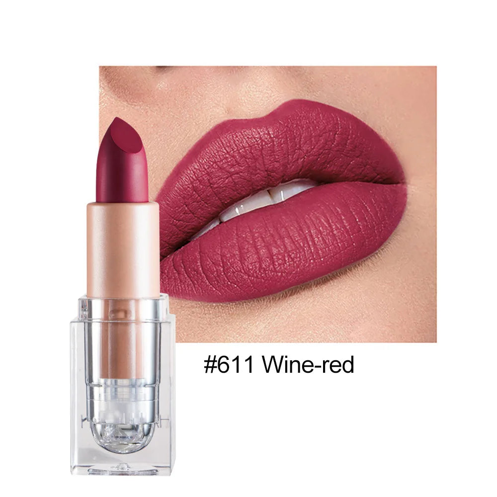 Handaiyan 12 Colors Matte Waterproof Velvet Nude Lipstick Sexy Red Brown Pigments Makeup Long Lasting Profissional - Seprincess