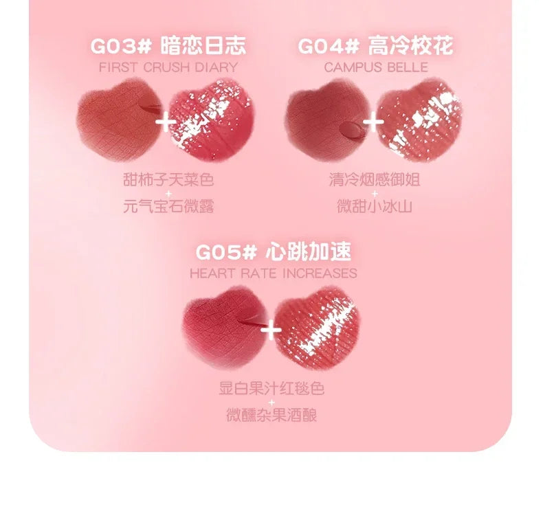 GOGO TALES Double Lip Gloss Mirror Finish Nude Color Korean Lipstick Matte Non-Sticky Lip Mud Long-Lasting Vegan Makeup - Seprincess