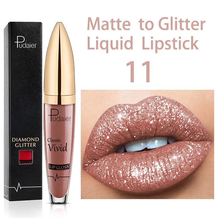 18 Colors Glitter Lip Gloss Waterproof Long Lasting Diamond Matte To Shimmer Metallic Liquid Lipstick Women Lips Makeup Cosmetic - Seprincess