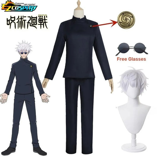 Gojo Satoru Cosplay Uniform Jujutsu Kaisen Gojo Satoru Cosplay Costume High School Uniform Wig Suit Halloween Costumes for Men - Seprincess