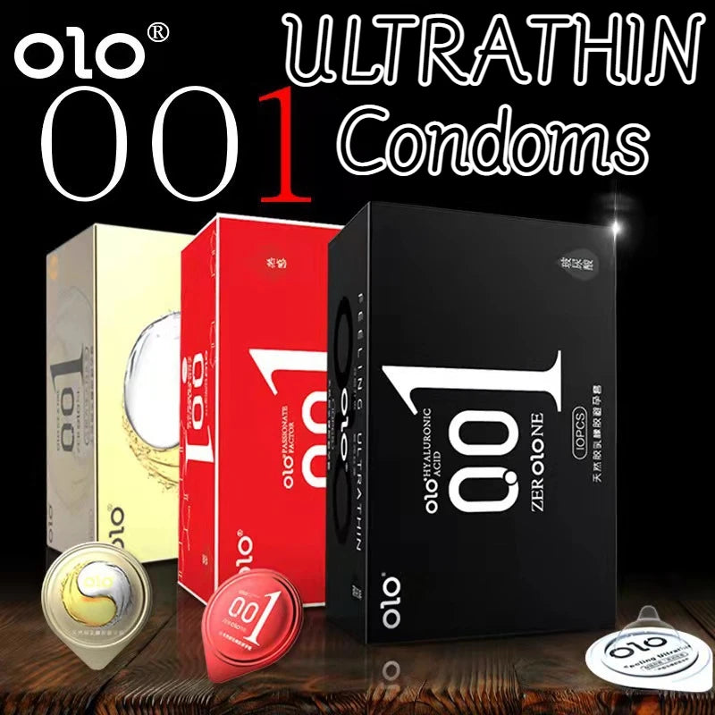 OLO Ultrathin Condoms 0.01 Zero Feeling 10PCS Penis Sleeve for Man Hyaluronic Acids Ejaculation Delay Condoms Adults Sex Toy 18+ - Seprincess