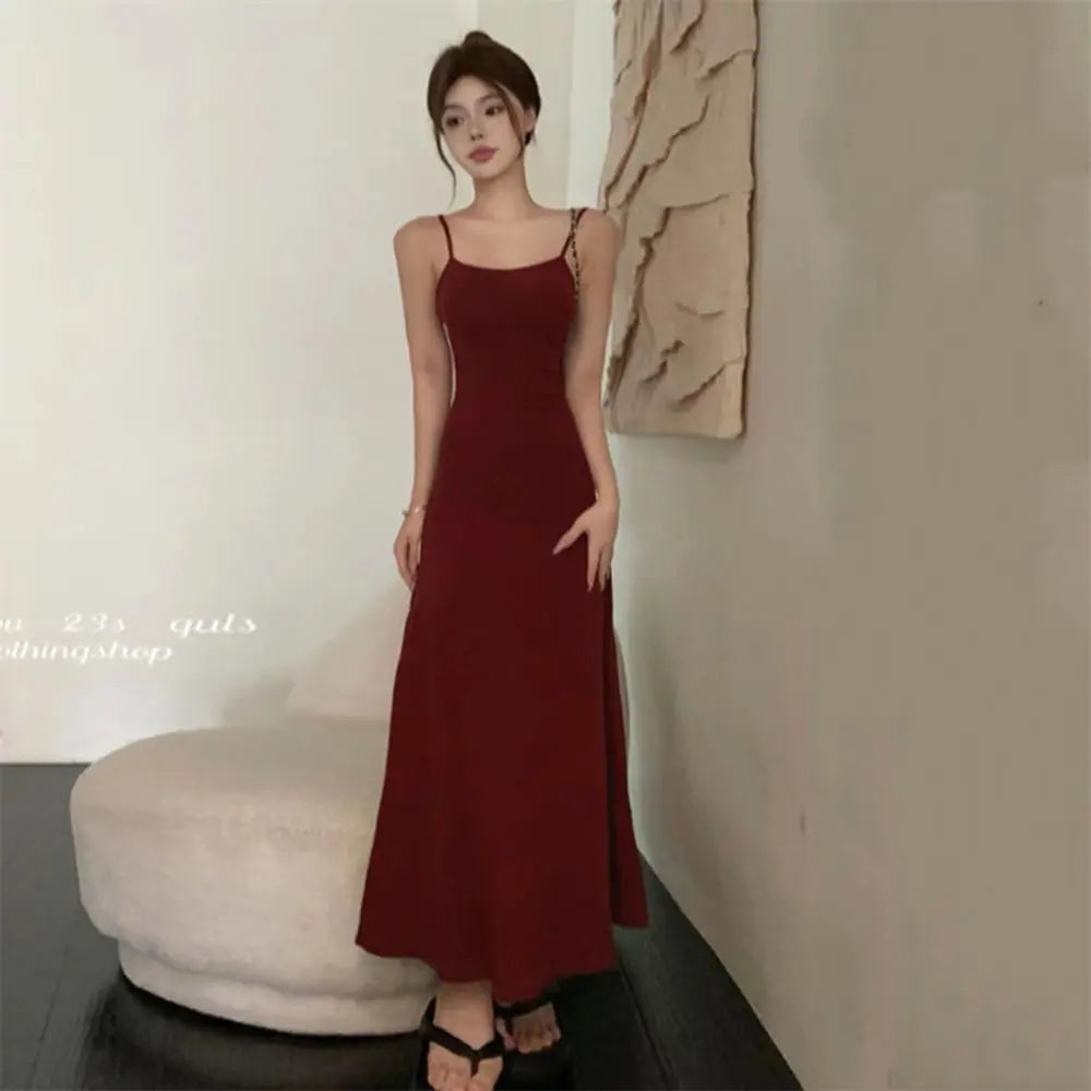 Dress Women A-line Minimalist Solid All-match Backless Elegant High Waist Leisure Popular Korean Style Female Tender Summer Cozy - Seprincess