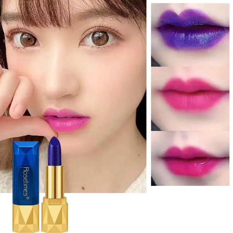 Color Changing Lipstick Blue Blue Shimmer Lipstick Changing Lipstick LTinted Lip BalmBlue Changed Into Pink Moisturizer Lazy - Seprincess